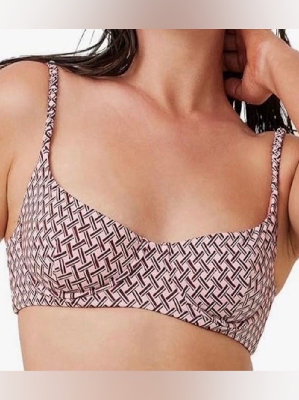 Gottex Retro Pink Geometric Pattern Bikini Top